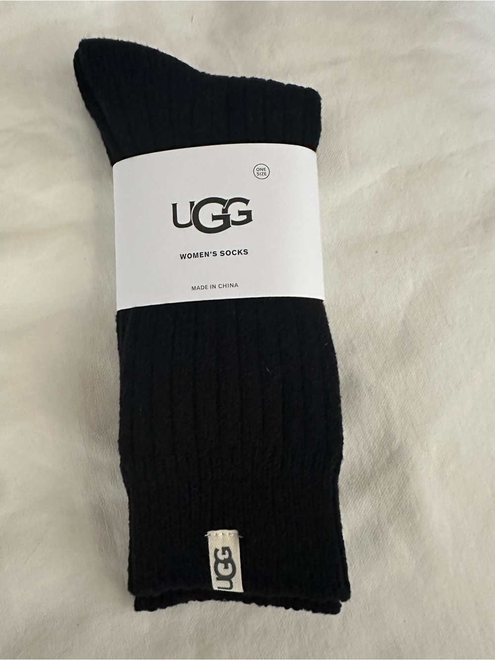 UGG Black Ribbed Crew Socks